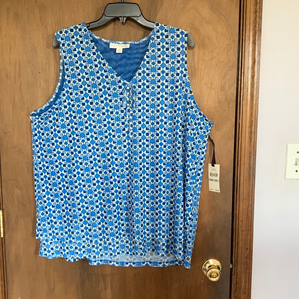 Emaline top sleeveless abstract geometric print w stretch casual office 1X  3X - Picture 4 of 17